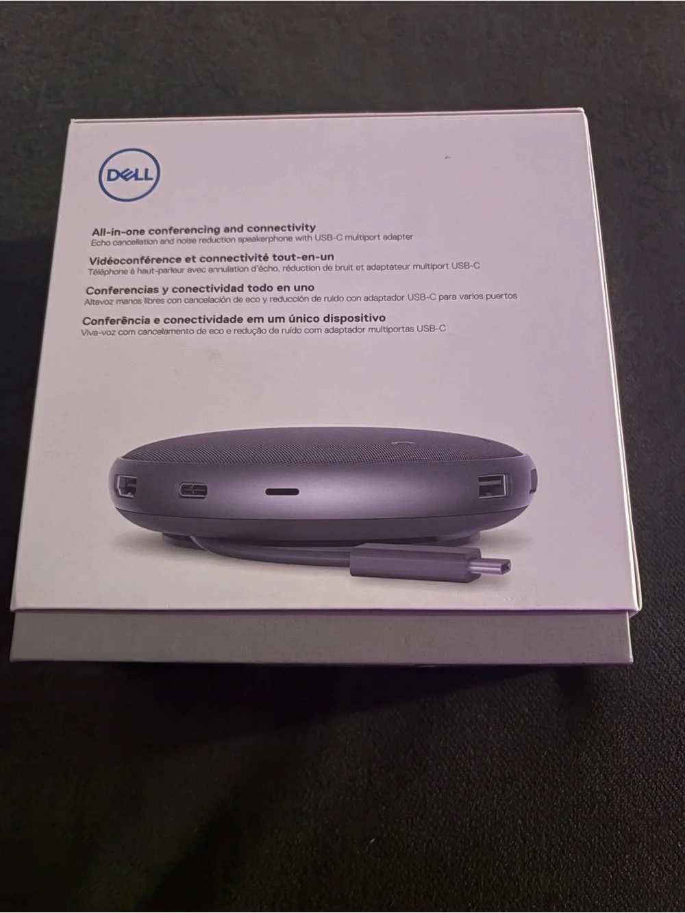 Dell MH3021Pu Mobile Adapter Speakerphone with USB-C Hub open box